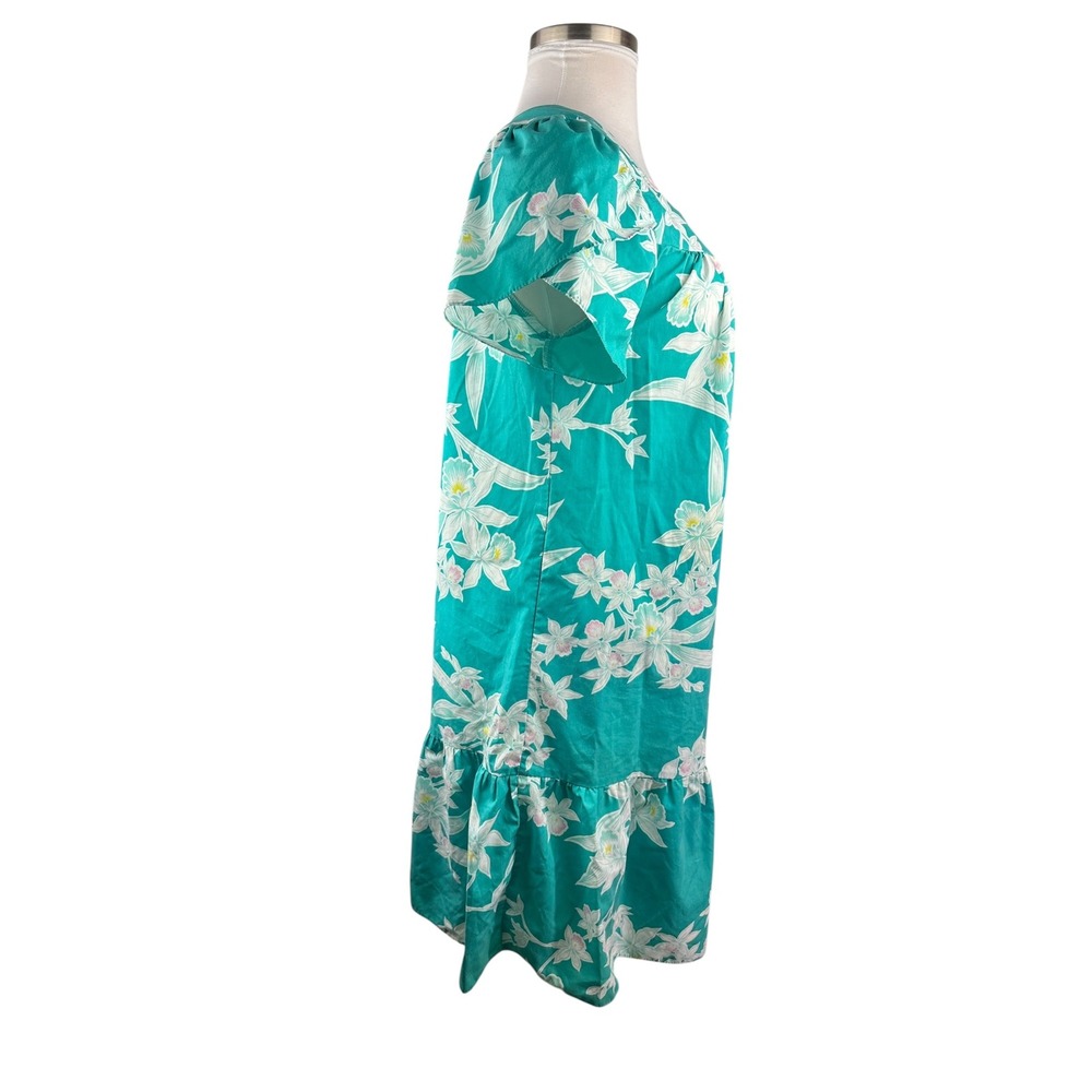 Vtg Royal Creations Hawaii Floral Orchid Ruffle Hem Dress Muumuu Women's Large - Picture 7 of 16
